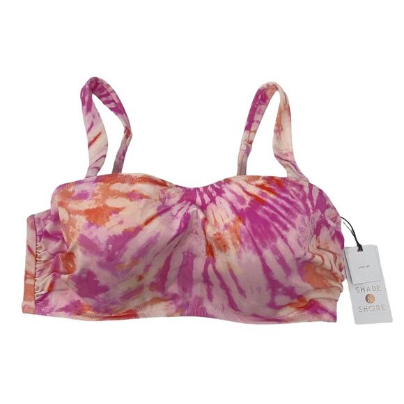 Shade & Shore Pink And Orange Tie Dye Light Lift Bikini Top Size 34 D NWT - Picture 1 of 9